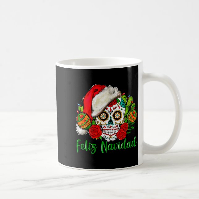 Taza De Café Feliz Navidad Sugar Skull Mexican Christmas  (Derecha)