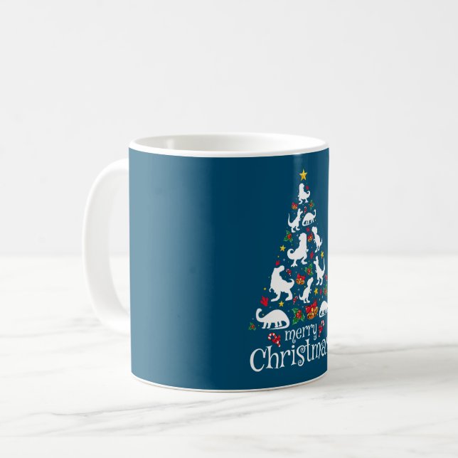 Taza De Café Feliz Navidad T Rex Niños Niños Navidades divertid (Anverso izquierdo)
