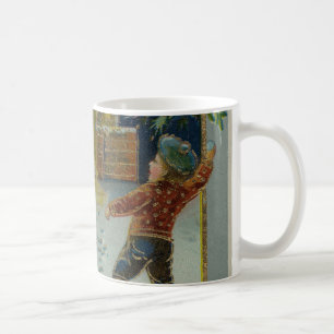 Taza De Café Feliz Navidad - Tarjeta postal vintage de pelea de
