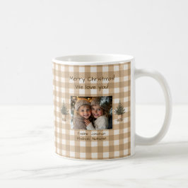 Taza De Café Feliz Navidad Te Queremos Gingham Photo