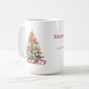 Taza De Café Feliz Navidad Texto personalizado Árbol de Navidad