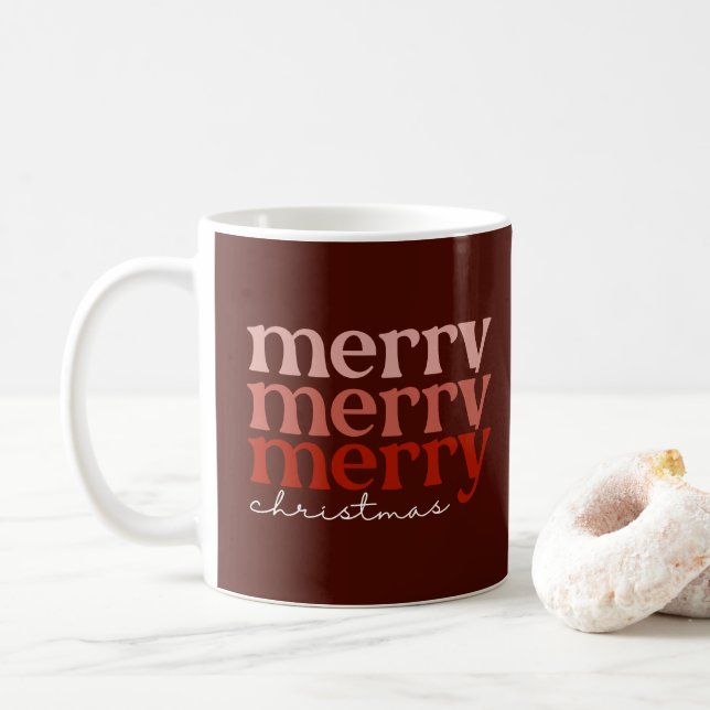 Taza De Café Feliz Navidad Texto Saludo Rojo (Con donut)