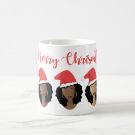 Taza De Café Feliz Navidad, tonos de melanina, mujeres negras