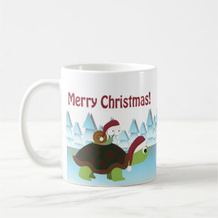 Taza De Café Feliz Navidad! Tortuga y caracol
