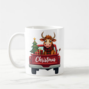 Taza De Café Feliz Navidad Vaca Highland Árbol de Navidad Rojo