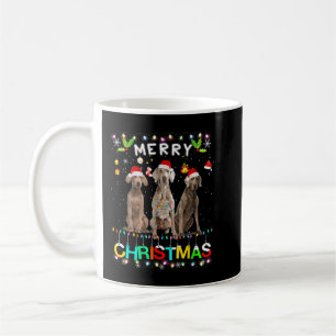 Taza De Café Feliz Navidad Weimaraner Shirt Santa Hat Luces