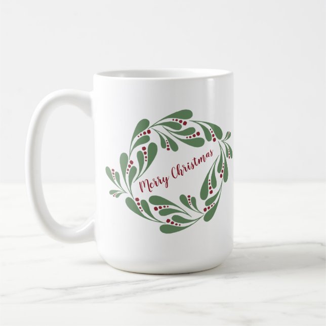 Taza De Café Feliz Navidad Wreath - Mug (Izquierda)
