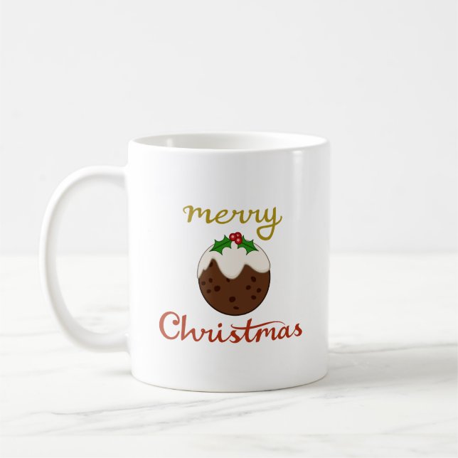 Taza De Café Feliz Navidad y diseño de pudding (Izquierda)