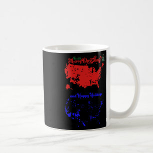 Taza De Café Feliz Navidad Y Felices Fiestas Mapa Estadounidens