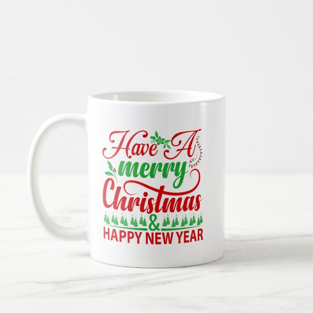 Taza De Café Feliz Navidad y Feliz Año Nuevo | Festividad (Izquierda)