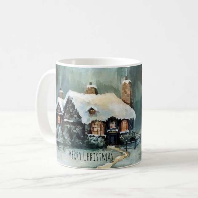Taza De Café Feliz Navidad Y Todas Maravillosas Noche De Invier (Anverso izquierdo)