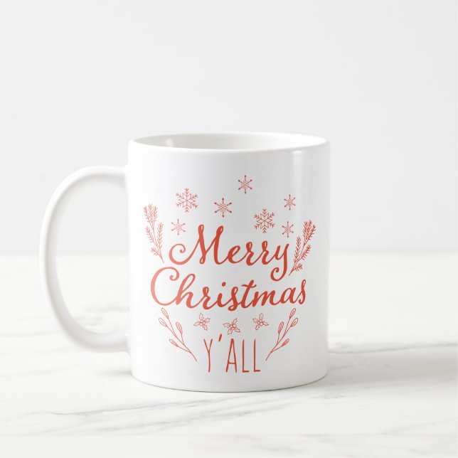 Taza De Café Feliz Navidad Y'all Café Mug (Izquierda)
