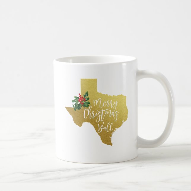 Taza De Café Feliz Navidad Y'all Texas Mug (Derecha)