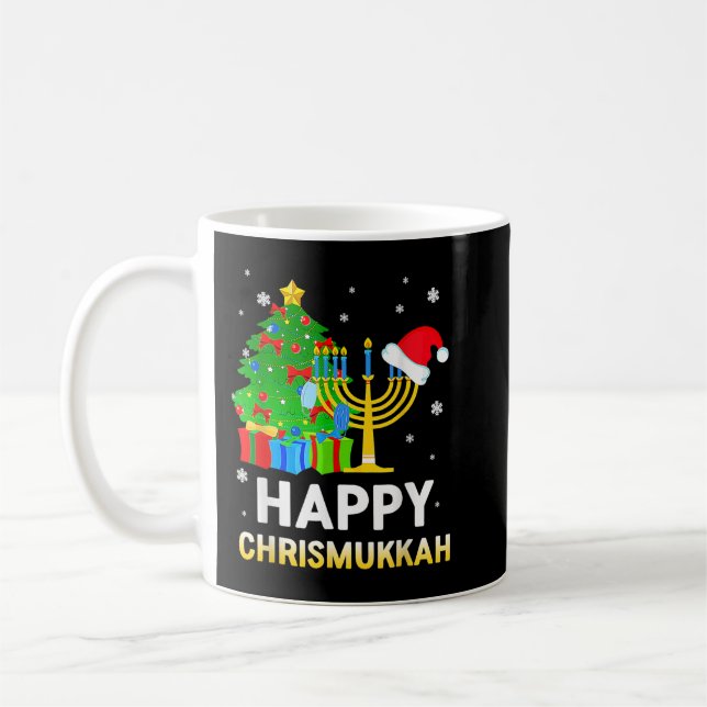Taza De Café Feliz Navidades judíos de Chrismukkah Hanukkah Hol (Izquierda)