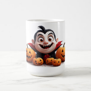 Taza De Café Feliz Niño Vampiro Con Calabazas De Halloween 🎃