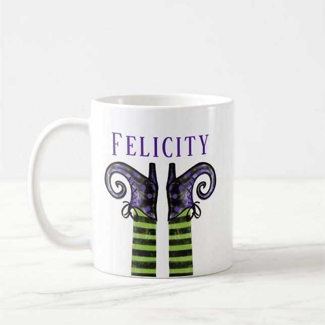 Taza De Café Feliz nombre de Ilustracion de bruja de Halloween  (Izquierda)