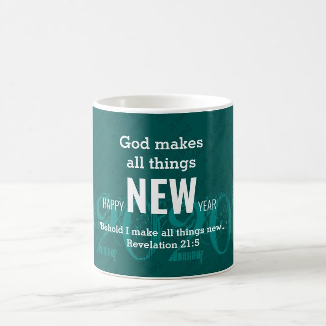 Taza De Café FELIZ NUEVO AÑO 2020 Guión personalizada VERDE AZU (Centro)