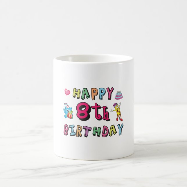 Taza De Café Feliz octavo cumpleaños. Sorpresa de 8 años al día (Centro)