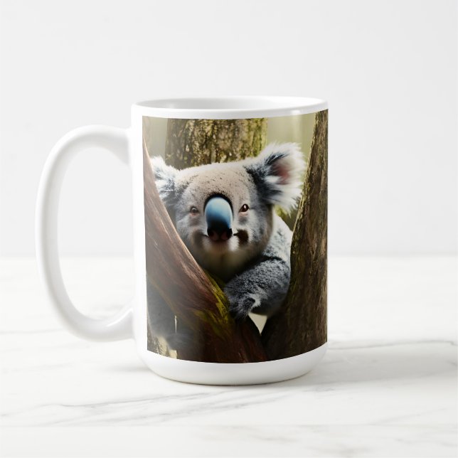 Taza De Café Feliz Oso Australiano De Koala En Árbol, Café Mug (Izquierda)
