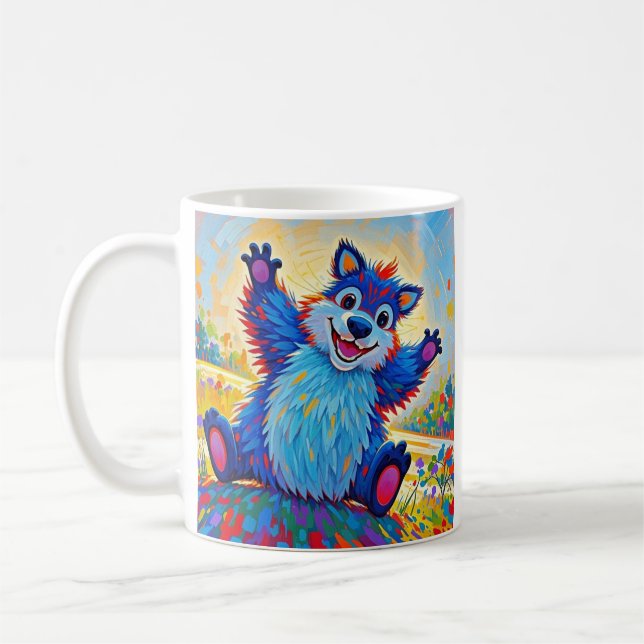 Taza De Café Feliz oso gracioso Resumen arte animal lindo (Izquierda)