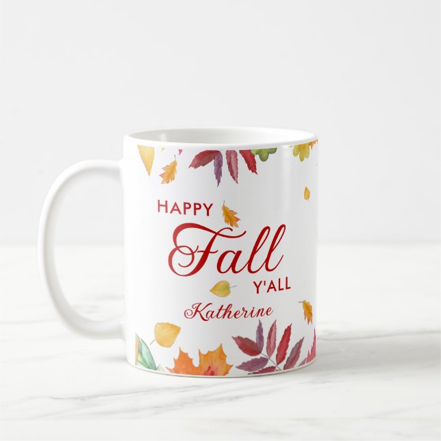 Taza De Café Feliz otoño y las hojas del otoño (Izquierda)