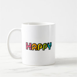 Taza De Café Feliz palabra de color arcoiris