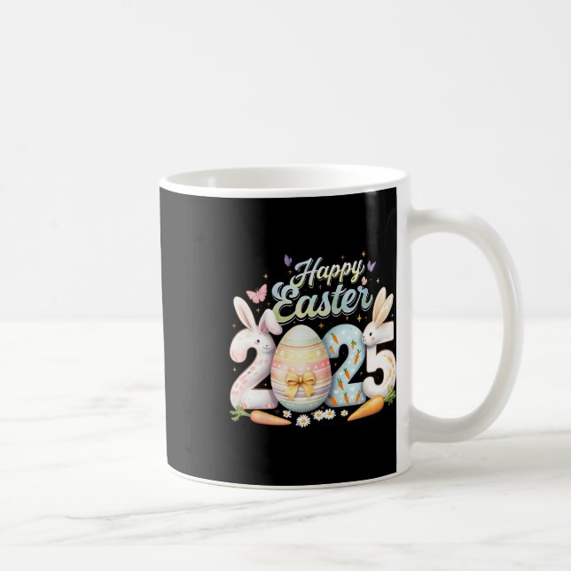 Taza De Café Feliz Pascua 2025 Conejo Conejo Conejo Conejo Face (Derecha)