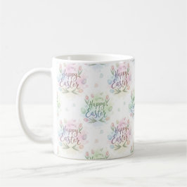 Taza De Café Feliz Pascua Acuarela con Letra a Mano