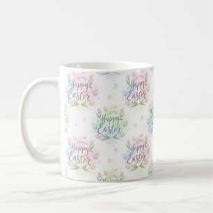 Taza De Café Feliz Pascua Acuarela con Letra a Mano