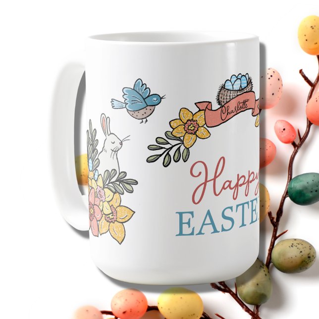 Taza De Café Feliz Pascua con nombre personalizado (Subido por el creador)
