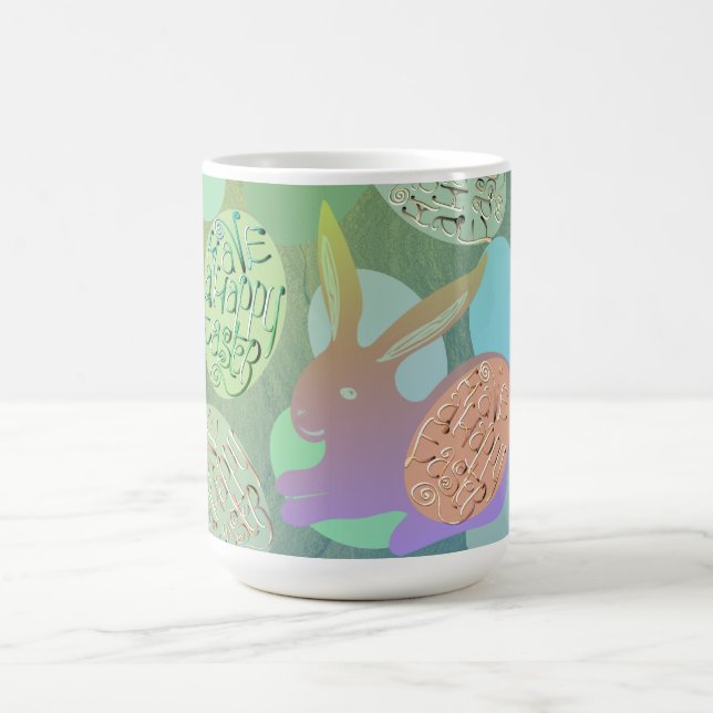Taza De Café "Feliz Pascua" de huevos de conejo de Pascua (Centro)