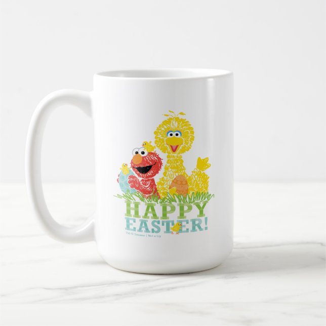 Taza De Café Feliz Pascua desde Elmo y Big Bird (Izquierda)