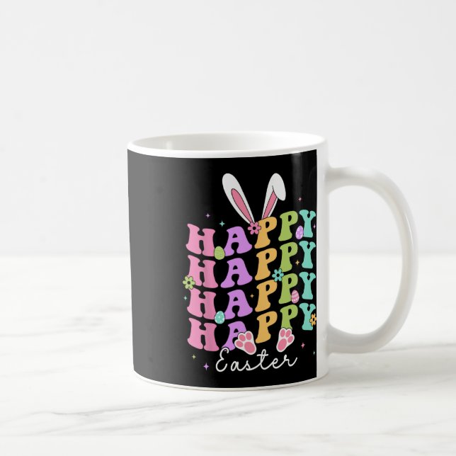 Taza De Café Feliz Pascua diciendo Egg Groovy conejo conejo niñ (Derecha)