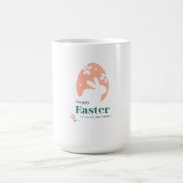 Taza De Café Feliz Pascua – Diseño floral de conejo y huevo
