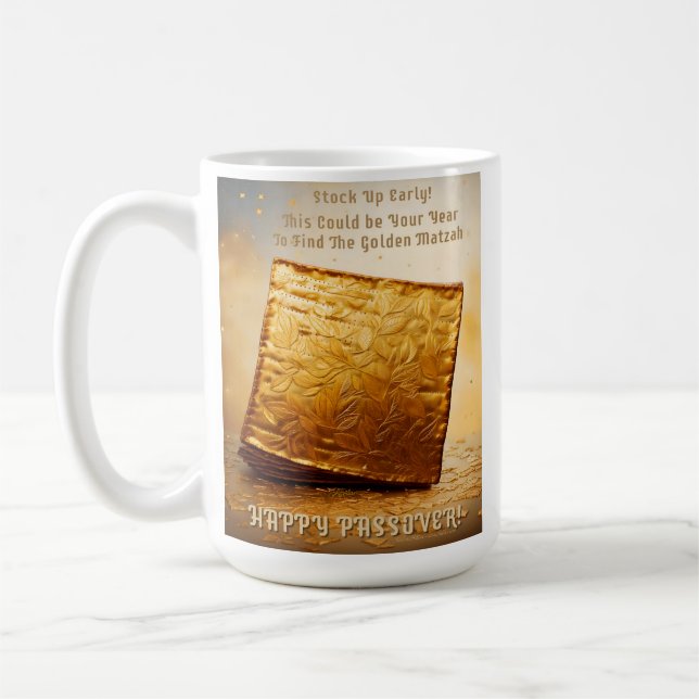 Taza De Café ¡Feliz Pascua! Golden Matzah (Izquierda)