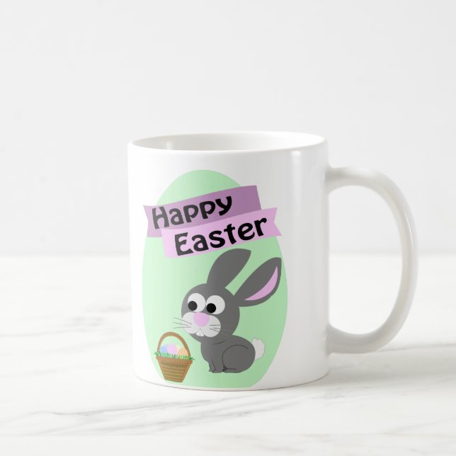 Taza De Café ¡Feliz Pascua! Gray Bunny (Derecha)