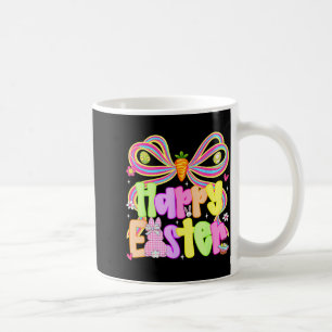 Taza De Café Feliz Pascua Groovy Retro Gingham Conejo Plaid Niñ