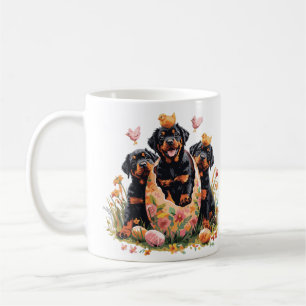Taza De Café Feliz Pascua Perros Rottweiler