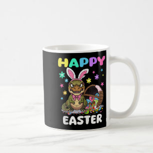 Taza De Café Feliz Pascua t rex dinosaurio caramelo lazo conejo