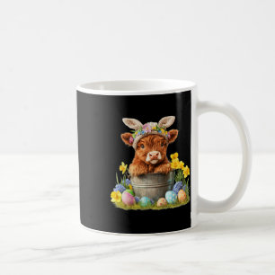 Taza De Café Feliz Pascua Vaca Escocesa Ternera Linda Granja de