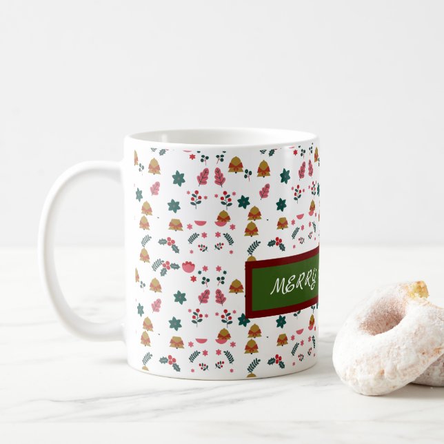 Taza De Café Feliz Patrón de Navidad Elegante (Con donut)