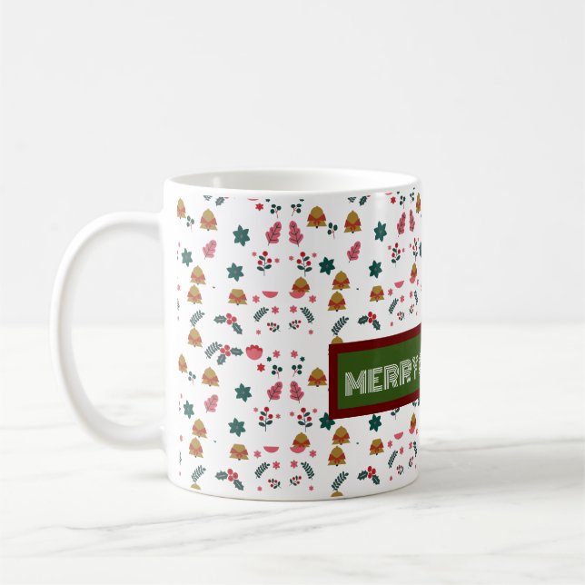 Taza De Café Feliz Patrón de Navidad Elegante (Izquierda)