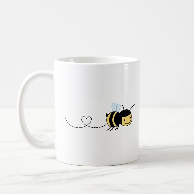 Taza De Café Feliz pequeña abeja zumbando (Izquierda)