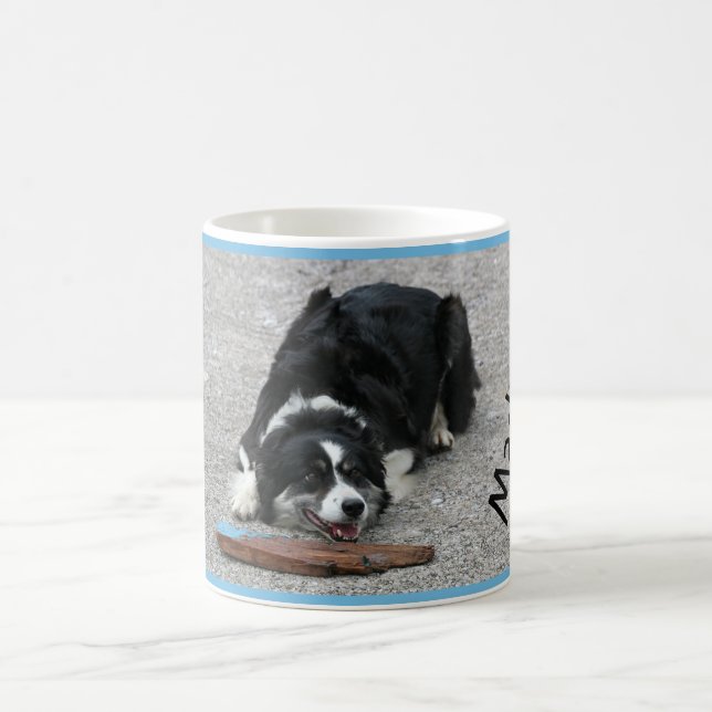 Taza De Café Feliz perro de Frontera Collie, con tu nombre (Centro)