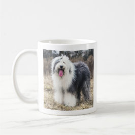 Taza De Café Feliz perro pastor inglés antiguo esponjoso retrat