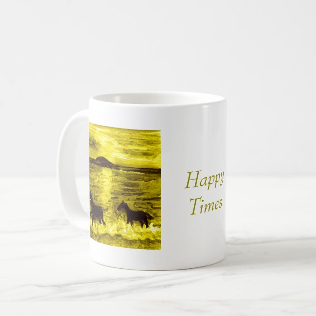 Taza De Café Feliz Personalizado de Oro de Caballos (Anverso izquierdo)