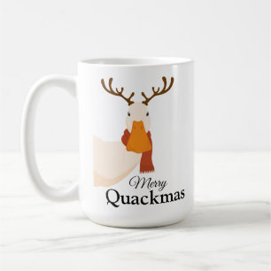 Taza De Café Feliz personalizado navideño Duck Funny Quackmas