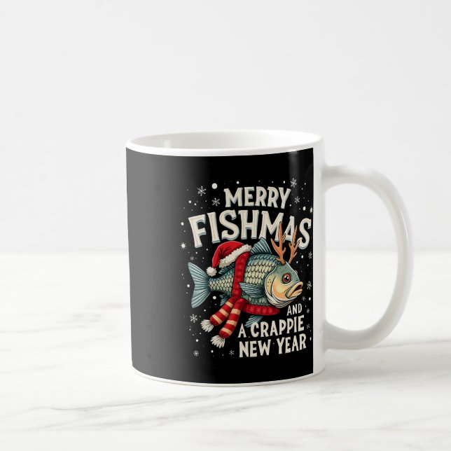 Taza De Café Feliz Pescado Y Pesca Graciosa De Año Nuevo (Derecha)