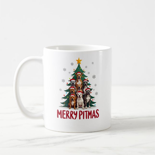 Taza De Café Feliz Pitmas Pitbull Perro Suéter Feo De Navidad T (Izquierda)