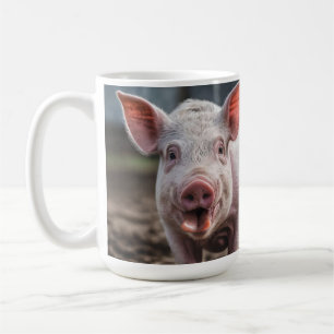 Taza De Café Feliz Poke de la Lengua Porcina Blanca,